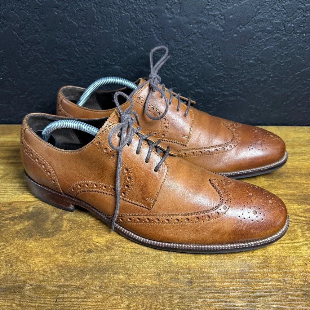 Cole Haan Williams‎ Wingtip C24116 British Tan Leather Oxford Mens 9.5 M